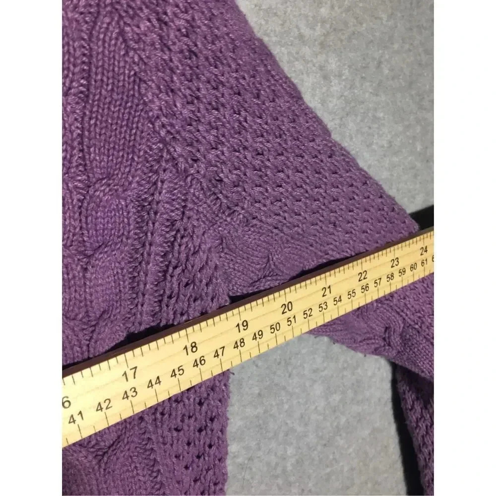 Womens Croft & Barrow Sweater Turtleneck Purple Cable Knit Winter Closet Staple - Picture 3 of 4